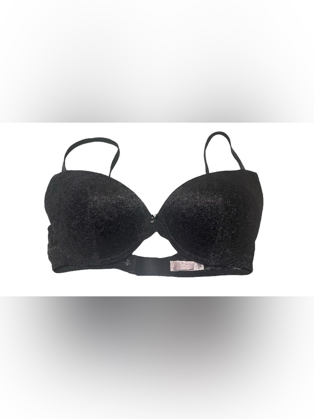 Victorias Secret VS Black Push-Up Bra with mid bust rhinestone and Bow